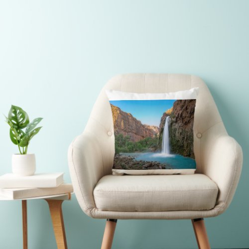 Waterfalls  Havasu Falls at Sunset Throw Pillow