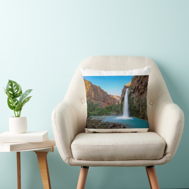 Waterfalls | Havasu Falls at Sunset Throw Pillow (Chair)
