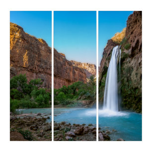 Waterfalls   Havasu Falls at Sunset Triptych