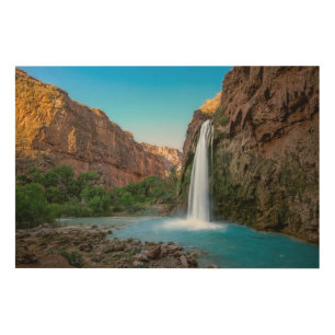 Waterfalls   Havasu Falls at Sunset Wood Wall Art
