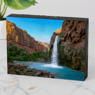 Waterfalls Havasu Falls at Sunset Wooden Box Sign