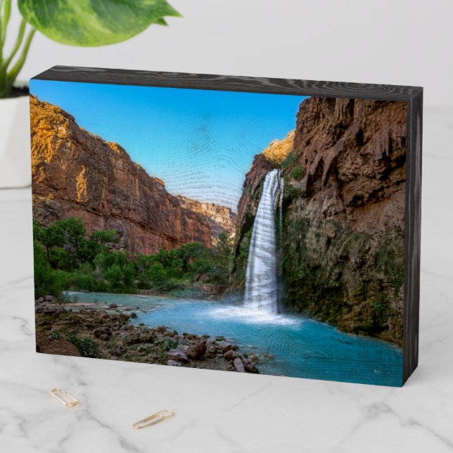Waterfalls | Havasu Falls at Sunset Wooden Box Sign (In Situ Horizontal)