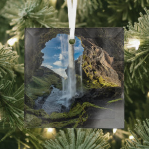 Waterfalls Icelandic Waterfall Glass Ornament