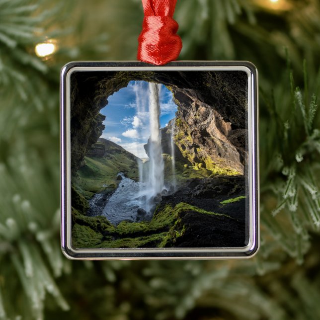 Waterfalls | Icelandic Waterfall Metal Ornament (Tree)