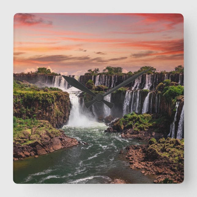 Waterfalls | Iguacu National Park Square Wall Clock (Front)