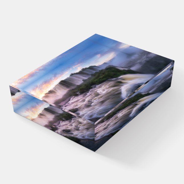 Waterfalls | Iguazu Waterfall, Brazil Paperweight (Angled)