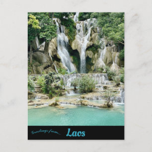 Waterfalls in Luang Prabang Laos Postcard