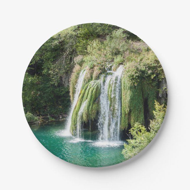 Waterfalls in Plitvice National Park - Croatia Paper Plates (Front)