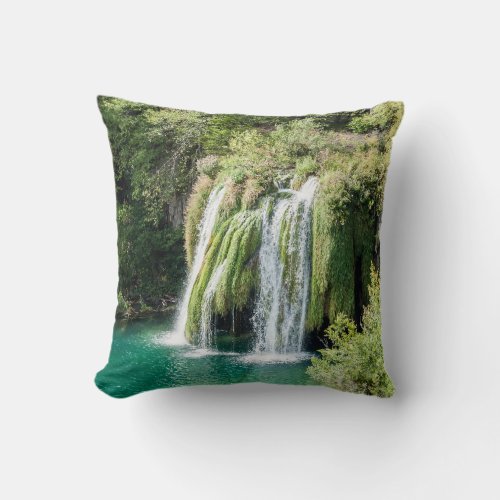 Waterfalls in Plitvice National Park _ Croatia Throw Pillow