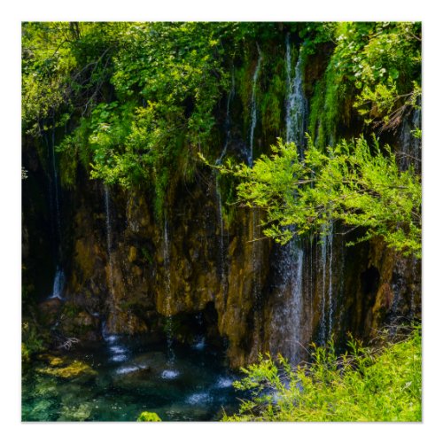 Waterfalls in Plitvice National Park in Croatia Poster