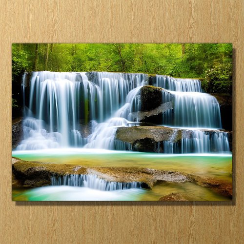 Waterfalls in the Middle of Forest on 14 x 10 Acrylic Print