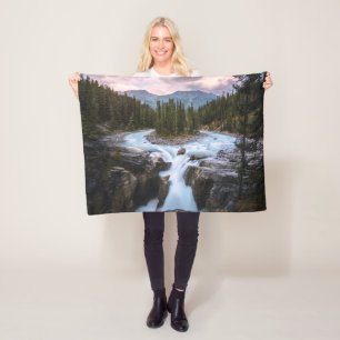 Waterfalls Jasper National Park, Canada Fleece Blanket