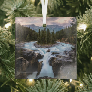 Waterfalls Jasper National Park, Canada Glass Ornament