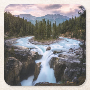 Waterfalls Jasper National Park, Canada Square Paper Coaster