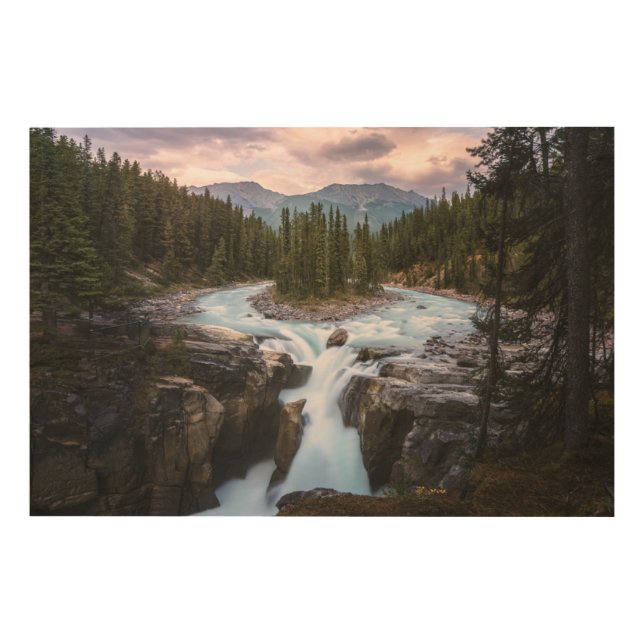 Waterfalls | Jasper National Park, Canada Wood Wall Art (Front)