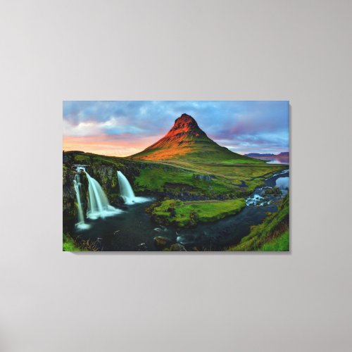 Waterfalls  Kirkjufell Iceland Canvas Print