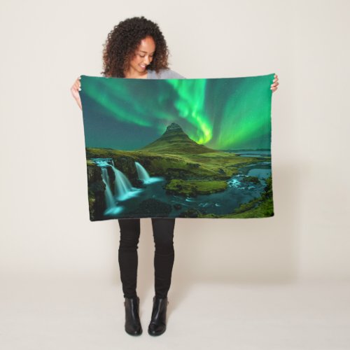 Waterfalls  Kirkjufellfoss Waterfall Iceland Fleece Blanket