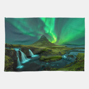 Waterfalls Kirkjufellfoss Waterfall, Iceland Kitchen Towel