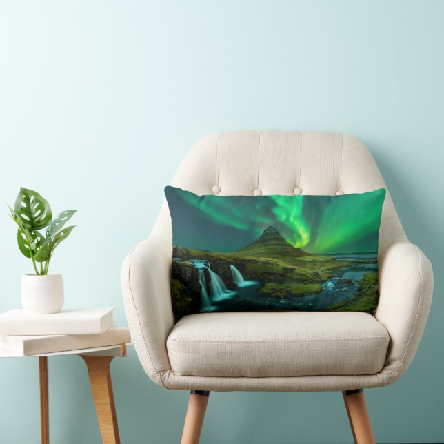 Waterfalls | Kirkjufellfoss Waterfall, Iceland Lumbar Pillow (Chair)