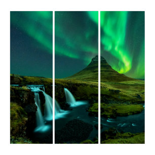 Waterfalls Kirkjufellfoss Waterfall, Iceland Triptych