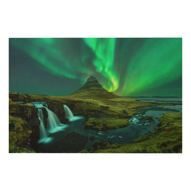 Waterfalls | Kirkjufellfoss Waterfall, Iceland Wood Wall Art (Front)