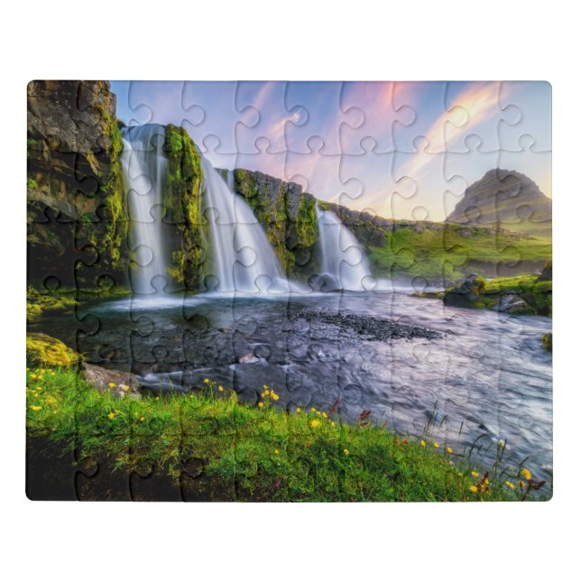 Waterfalls | Kirkjufellsfoss, Iceland Jigsaw Puzzle (Puzzle Horizontal)