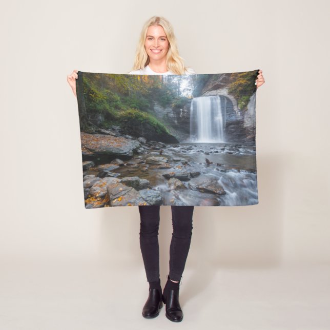 Waterfalls | Looking Glass Waterfalls Fleece Blanket (In Situ)