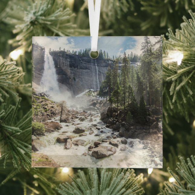 Waterfalls | Nevada Fall, Yosemite, CA Glass Ornament (Insitu)