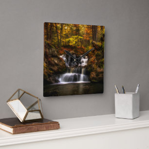 Waterfalls   New England Connecticut Square Wall Clock