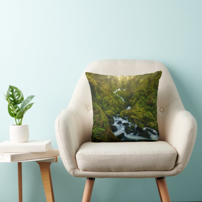 Waterfalls | Olympic National Park, Washington Throw Pillow (Chair)