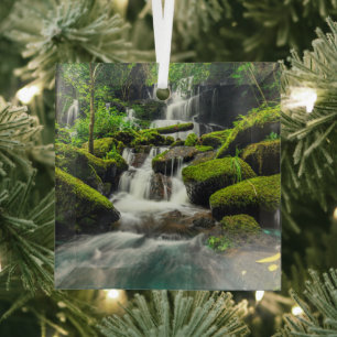 Waterfalls Phu Tub Berk Mountain, Thailand Glass Ornament