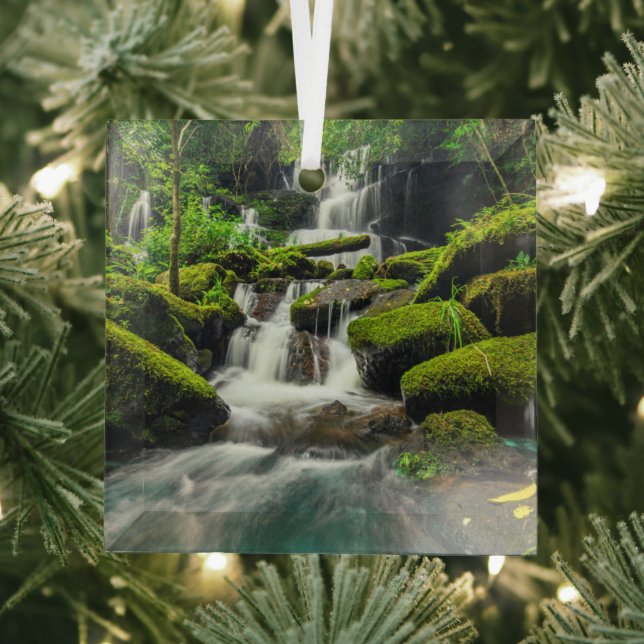 Waterfalls | Phu Tub Berk Mountain, Thailand Glass Ornament (Insitu)