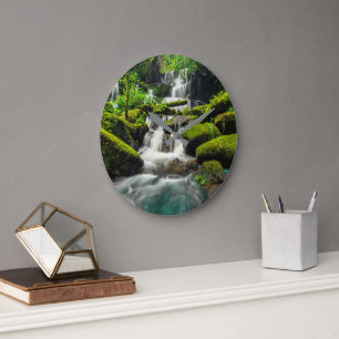 Waterfalls Phu Tub Berk Mountain, Thailand Large Clock