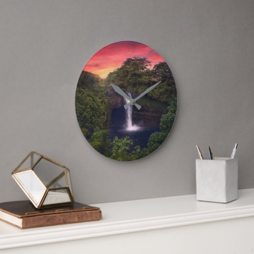 Waterfalls  Rainbow Falls Hilo Hawaii Large Clock