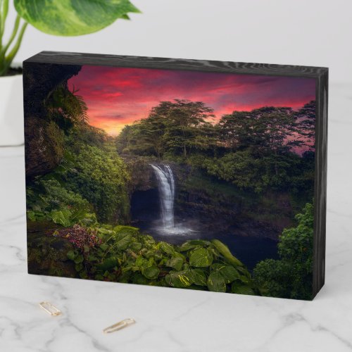 Waterfalls  Rainbow Falls Hilo Hawaii Wooden Box Sign