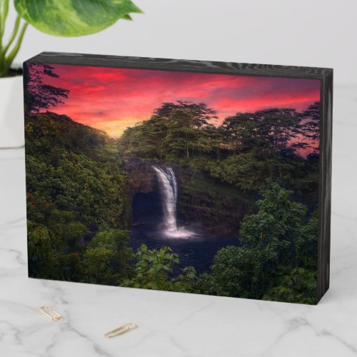 Waterfalls  Rainbow Falls Hilo Hawaii Wooden Box Sign