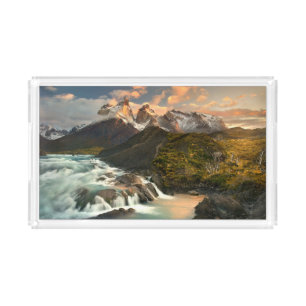 Waterfalls Salto Grade Waterfall Patagonia Chile Acrylic Tray