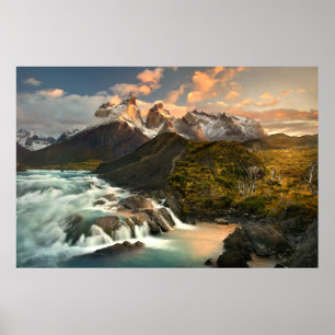 Waterfalls Salto Grade Waterfall Patagonia Chile Poster