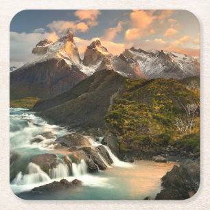 Waterfalls   Salto Grade Waterfall Patagonia Chile Square Paper Coaster