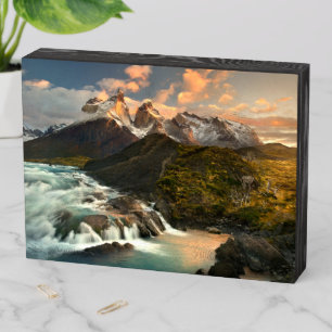 Waterfalls   Salto Grade Waterfall Patagonia Chile Wooden Box Sign