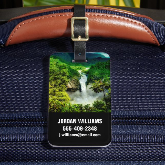 Waterfalls | San Rafael Falls, Ecuador Luggage Tag (Front Insitu 2)