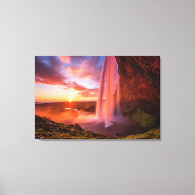 Waterfalls | Seljalandsfoss Waterfall Canvas Print (Front)