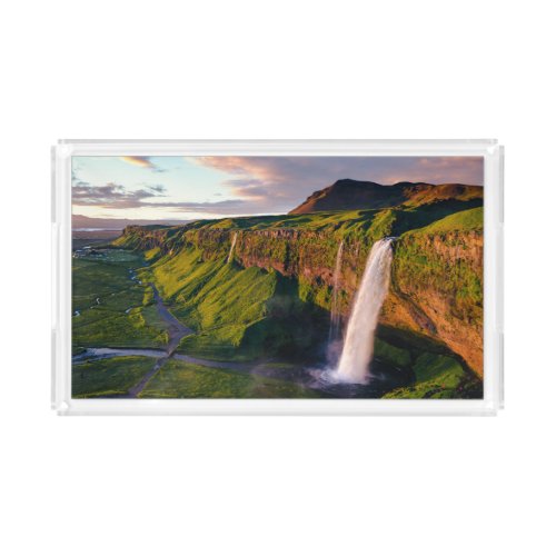 Waterfalls  Seljalandsfoss Waterfall Iceland Acrylic Tray