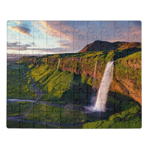 Waterfalls  Seljalandsfoss Waterfall Iceland Jigsaw Puzzle