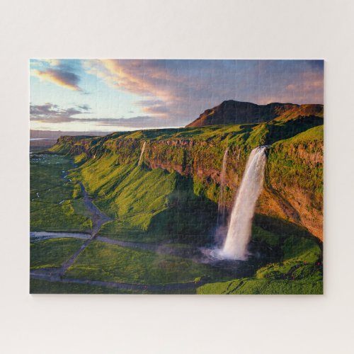 Waterfalls  Seljalandsfoss Waterfall Iceland Jigsaw Puzzle