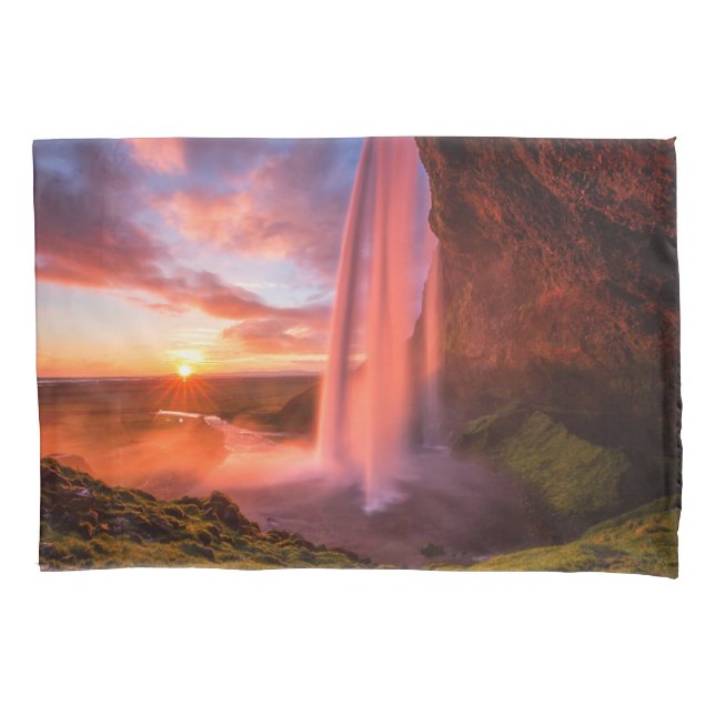Waterfalls | Seljalandsfoss Waterfall Pillow Case (Front)