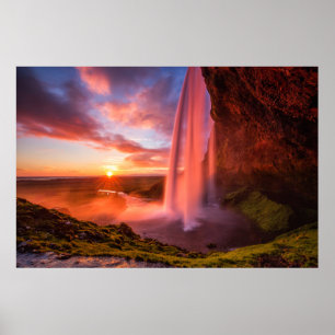 Waterfalls Seljalandsfoss Waterfall Poster