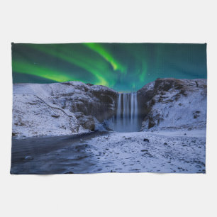 Waterfalls Skógafoss Waterfall Kitchen Towel
