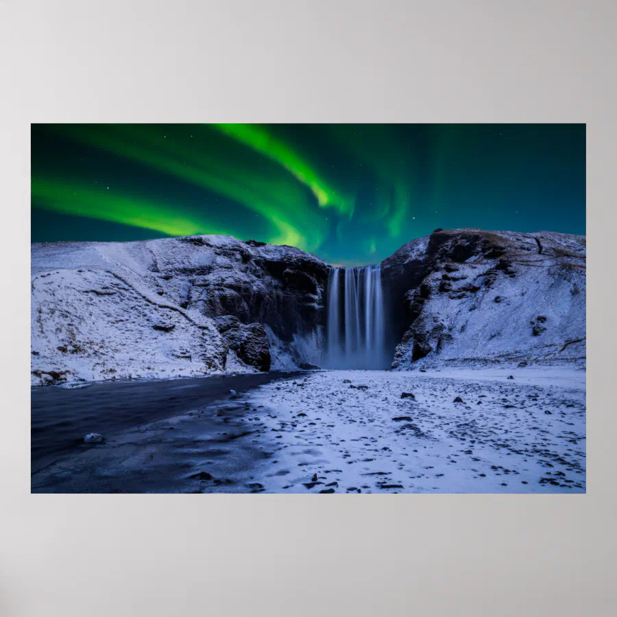 Waterfalls | Skógafoss Waterfall Poster (Front)