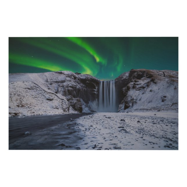 Waterfalls | Skógafoss Waterfall Wood Wall Art (Front)